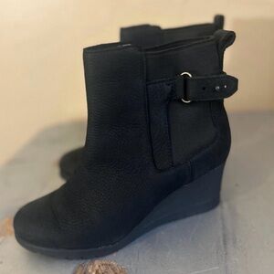 UGG Indra Waterproof Wedge Bootie Ankle Boot Black US Size 6